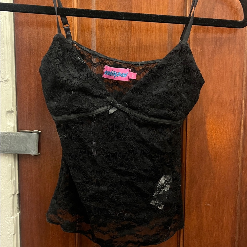 Edikted Black Lace Camisole Top